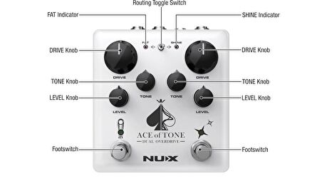 Nux Ace Of Tone Dual Overdrive  Overdrive Pedalı