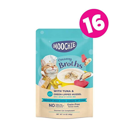 MOOCHIE Ton Balıklı ve Midyeli Kedi Çorbası 40gr X 16 ADET