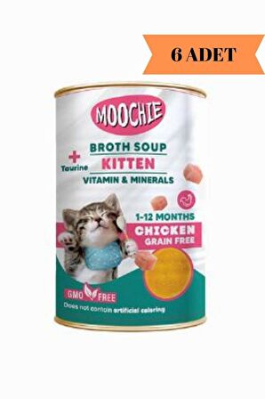 Moochie Broths Soup Tavuklu Tahılsız Yavru Kedi Çorbası 135ML x 6 Adet