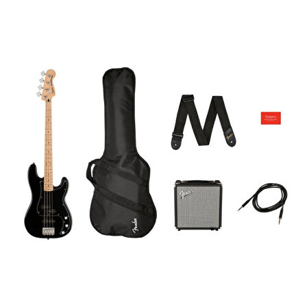 Squier Affinity Precision Bass PJ Akçaağaç Klavye Black Rumble 15 Bas Gitar Seti