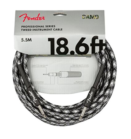 Fender Professional Series Camo Instrument Cables Winter Camo 5.5 metre Enstrüman Kablosu