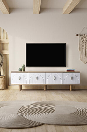 Tv Ünitesi, 180 Cm, Tv Sehpası,İskandinav tarz modern ahşap detaylı Bohem Tv