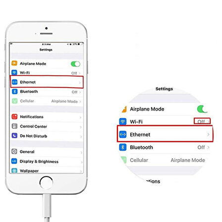 İPhone-İPad Lightning To Ethernet RJ45 Adaptörü NK107A1