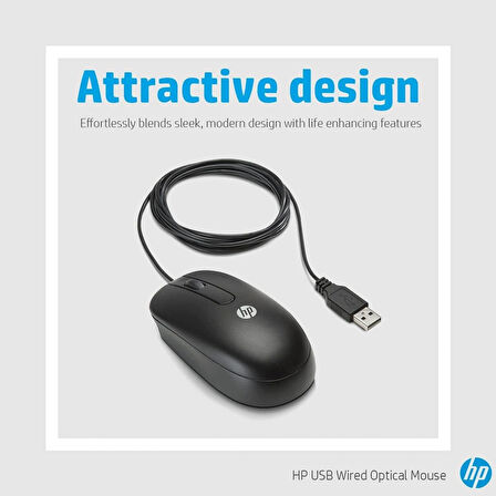 HP QY777AA fare (800 dpi, USB, 2-Button) Siyah MOUSE