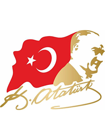 Atatürk - Gazi Mustafa Kemal ve Türk Bayrağı Araba Oto Motosiklet Sticker 21CM