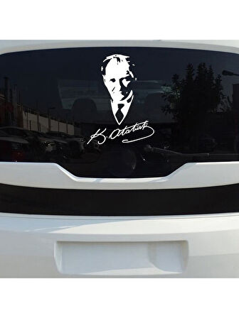 Atatürk İmza Arka Cam Sticker 30Cm