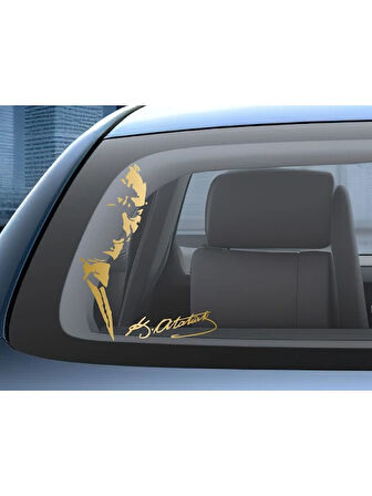 Atatürk Mustafa Kemal Imza Sticker Araba Oto Motosiklet  Gold Renk 28CM