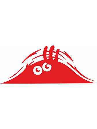 Bagajdan Bakan Gölge Göz Gözler Sticker Kırmızı Renk 22CM