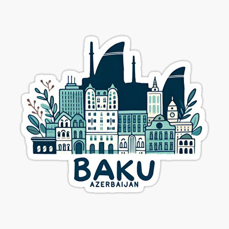 Baku Azerbaijan Sticker Araba Oto Sticker Etiket 19CM