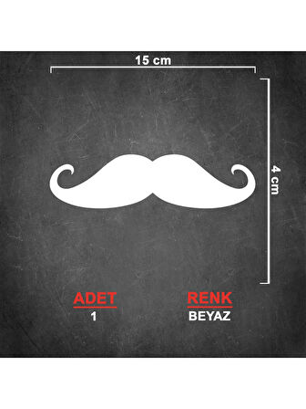 Bıyık Araba Oto Sticker 15 CM 2 Adet Beyaz Renk