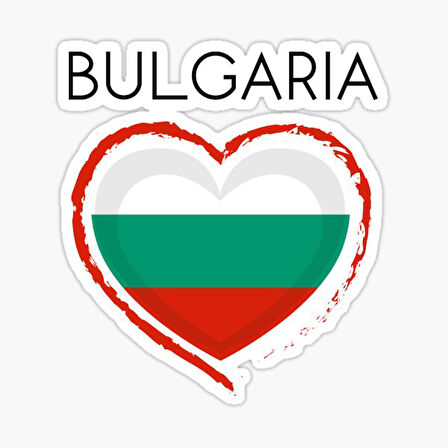 Bulgaristan Bayrağı - Bulgaristan Kalp Sticker Araba Etiket 18Cm