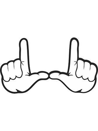 El İşareti İşaret Sticker Siyah Renk 23CM