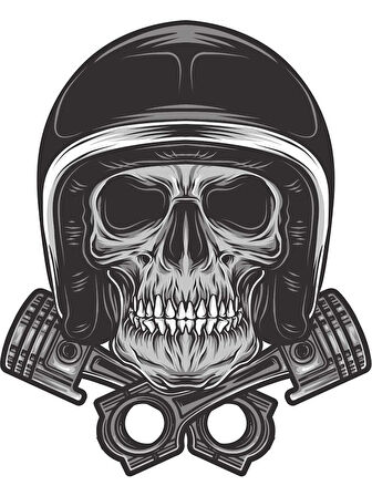 Motorcu Motor Araba Kurukafa Sticker 19CM