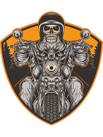 Motorcu motorsiklet Kurukafa Sticker 18cm