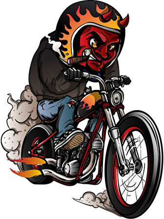Motosikletli Şeytan Araba Oto Sticker 19CM