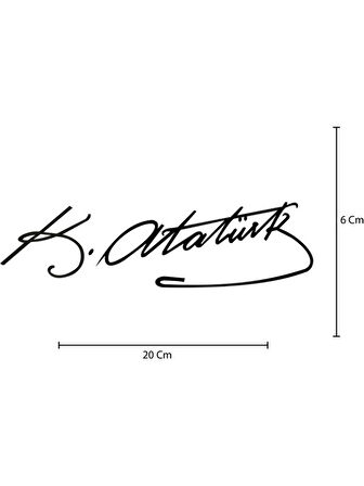 Mustafa Kemal Atatürk Imza Araba Stickerı Atatürk Imzas 20CM Siyah Renk