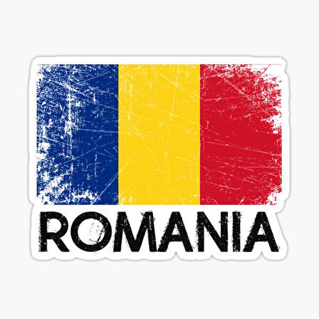 Romanya Bayrak Design Araba Sticker Etiket 19Cm