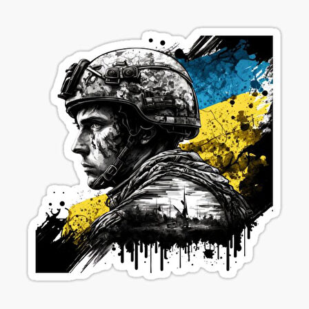 Ukrayna Ukraine Asker Sticker Etiket Yapıştırma 19CM