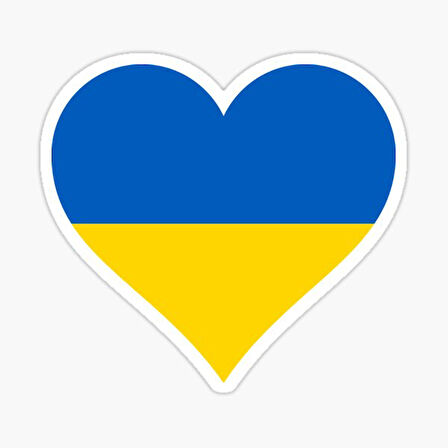 Ukrayna Ukraine Kalp bayrak Sticker Yapıştırma 18CM