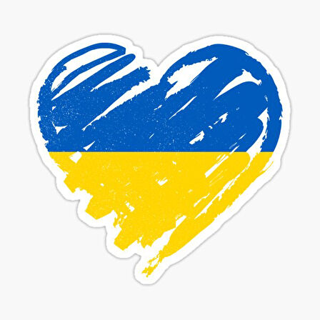 Ukrayna Ukraine Kalp Şekli  Araba Leptop Sticker Yapıştırma 18CM