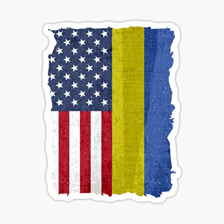 Ukrayna Ukraine ve Abd bayrak Sticker Etiket 18CM