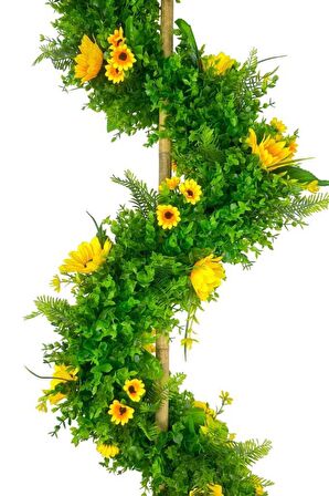Yapay Ağaç Ay Çiçekli Spiral Şimşir Ağacı 160cm Bambu Saplı Salon Bitkisi