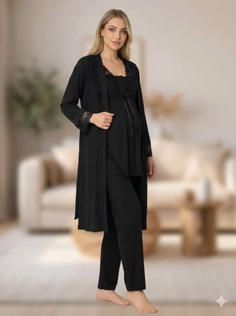 Bone  Kadın 'lü Jakarlı Sabahlıklı Lohusa Pijama Takımı