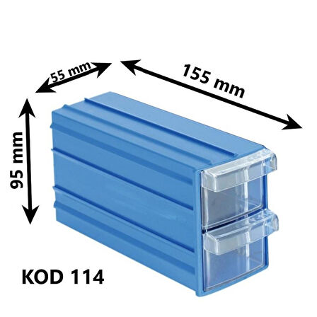 Sembol 114 Plastik Çift Çekmeceli Kutu 155X95x55mm 12 Adet