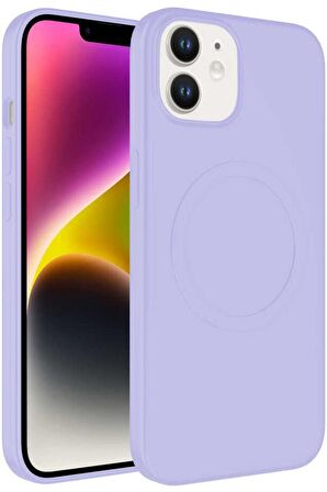 Apple iPhone 12 Kılıf Magsafe Wireless Şarj Özellikli Pastel Renk Silikon Mat Kapak