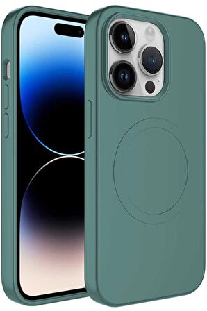 Apple iPhone 14 Pro Max Kılıf Magsafe Wireless Şarj Özellikli Pastel Renk Silikon Mat Kapak