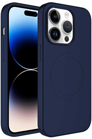 Apple iPhone 14 Pro Max Kılıf Magsafe Wireless Şarj Özellikli Pastel Renk Silikon Mat Kapak