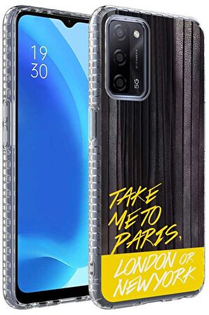 Oppo A54 4G Kılıf Airbag Kenarlı Renkli Desenli Elegans Silikon