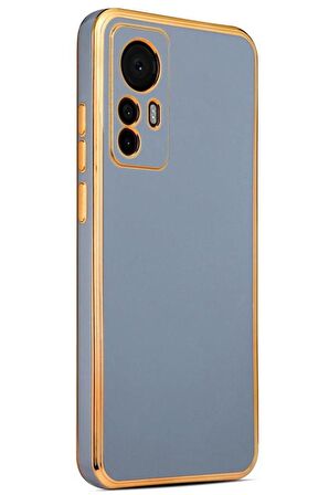 Xiaomi Mi 12T Kılıf Kamera Korumalı Altın Kenar Tasarım Silikon
