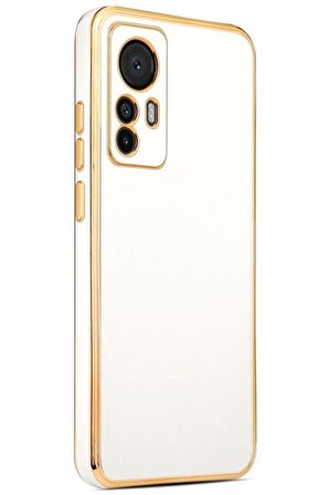 Xiaomi Mi 12T Kılıf Kamera Korumalı Altın Kenar Tasarım Silikon