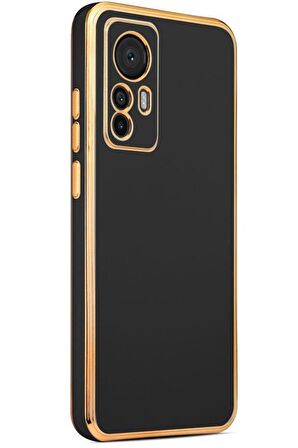 Xiaomi Mi 12T Kılıf Kamera Korumalı Altın Kenar Tasarım Silikon