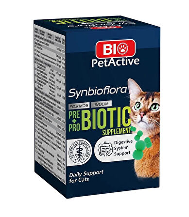 Bio PetActive Synbioflora Kediler İçin Probiotic Sindirim Sistemini Destekleyen 60 Tablet 30 Gr.