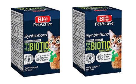 Bio PetActive Synbioflora Kediler İçin Probiotic Sindirim Sistemini Destekleyen 60 Tablet 30 Gr. X 2 Adet