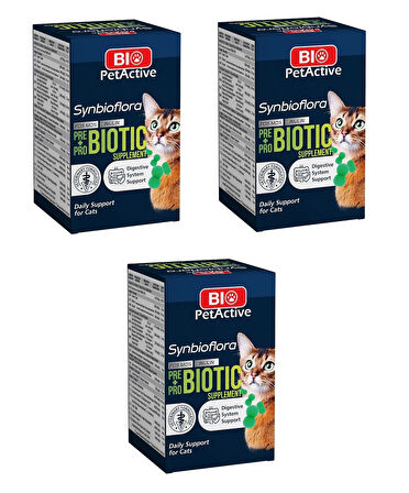 Bio PetActive Synbioflora Kediler İçin Probiotic Sindirim Sistemini Destekleyen 60 Tablet 30 Gr. X 2 Adet