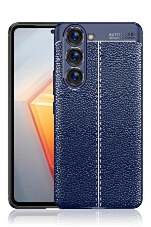 Galaxy S23 Kılıf Deri Desenli Kamera Korumalı Silikon