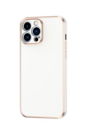 Apple iPhone 14 Pro Kılıf Kamera Korumalı Altın Kenar Tasarım Silikon