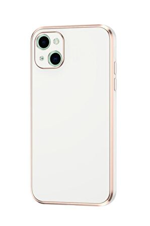 Apple iPhone 14 Kılıf Kamera Korumalı Altın Kenar Tasarım Silikon
