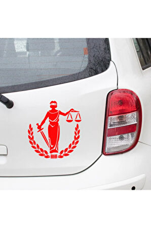 Adelet Simgesi Terazi Araba Oto Leptop Sticker 20cm Kırmızı Renk