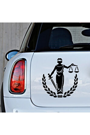 Adelet Simgesi Terazi Araba Oto Leptop Sticker 20cm Siyah Renk
