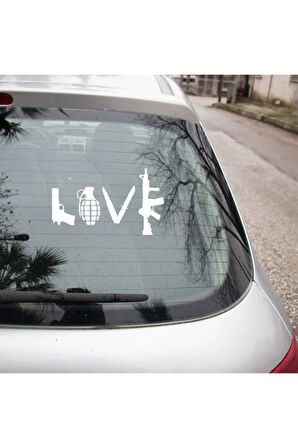 Aşk Love Yazısı Araba oto Arka Cam ilginç Etiket 20CM Beyaz