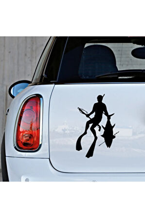 Balık Zıpkın Avcılık Av Oto Araba Sticker Etiket yapıştırma 20CM Siyah