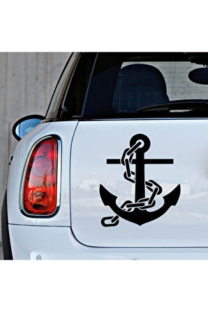 Deniz Çapası Ve Zincir Sticker Yapıştırması 22cm  Siyah
