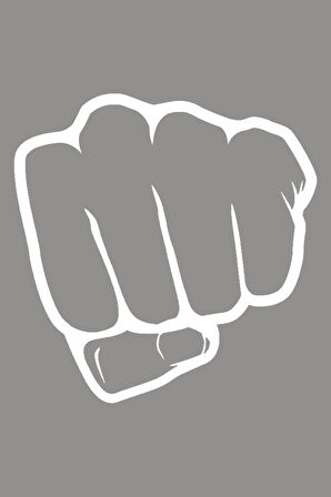 EL Sıkmış Şekilde Duran Yumruk El Araç Stickerları 15cm Beyaz