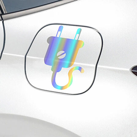 Elektirikli Araba Şarj Etiketi Yapıştırması Depo kapağı Uyarısı 13 CM Hologram