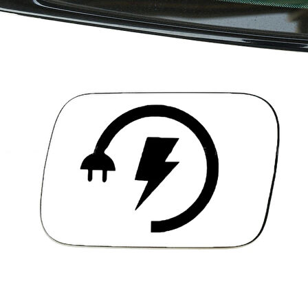Elektirikli Araba Şarj Etiketi Yapıştırması Depo kapağı Uyarısı 13 CM Siyah
