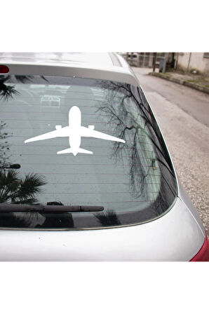 Havalanan Uçak Oto Sticker Etiket yapıştırma  Beyaz Renk 22CM